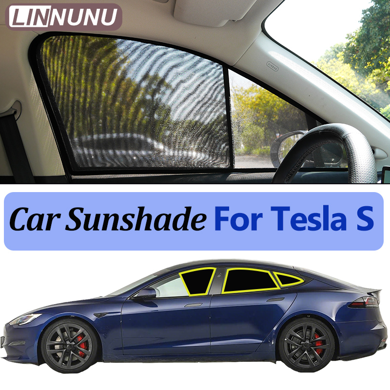 Car Accessories Etsy - LINNUNU テスラモデル S 2012-2017-2026 用磁気車のサンシェードウィンドウカーテンメッシュ UV