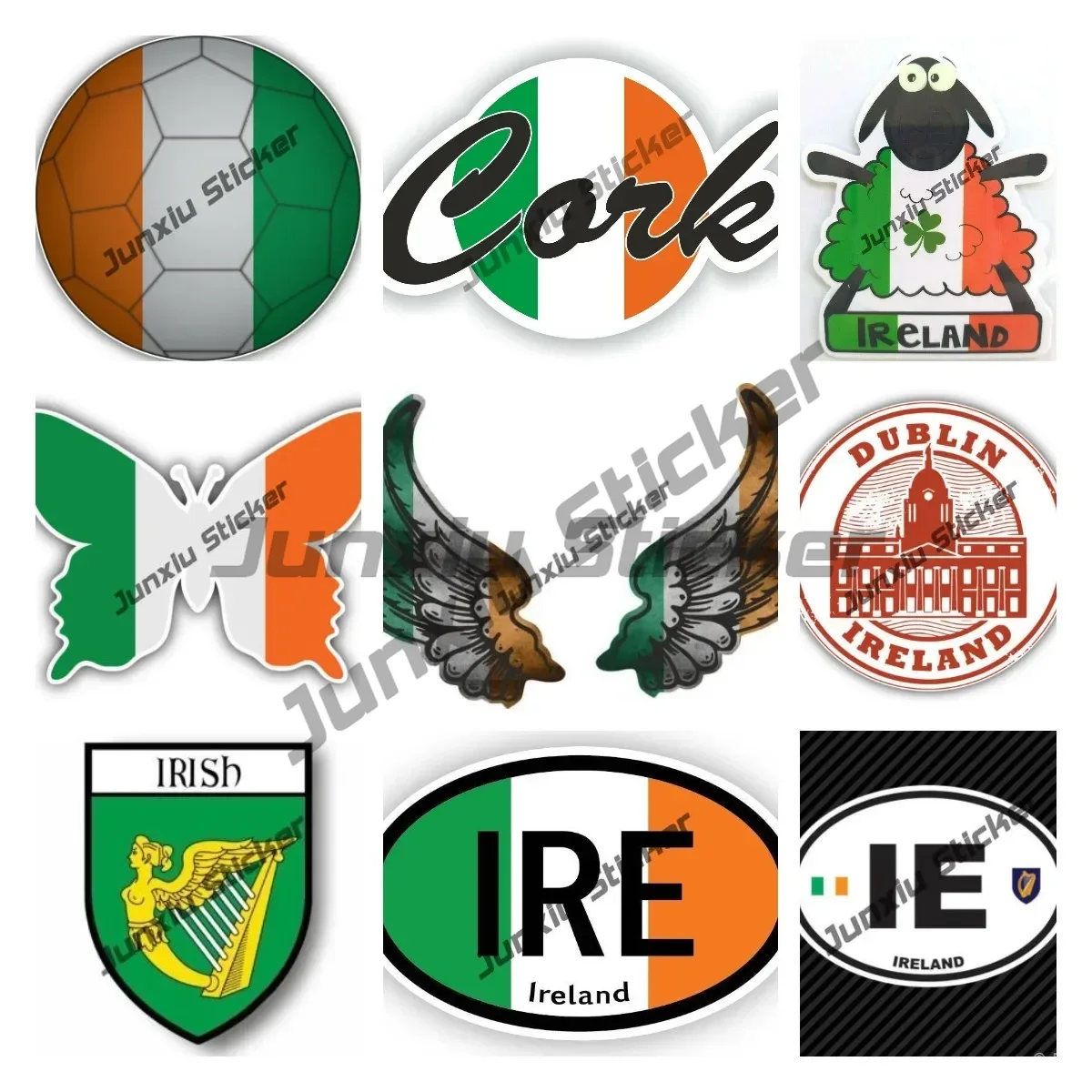 Car Accessories Dublin - クリエイティブな車のステッカー、車のアクセサリー、装飾デカール、旗の翼、アイルランドのシャムロック、国コード