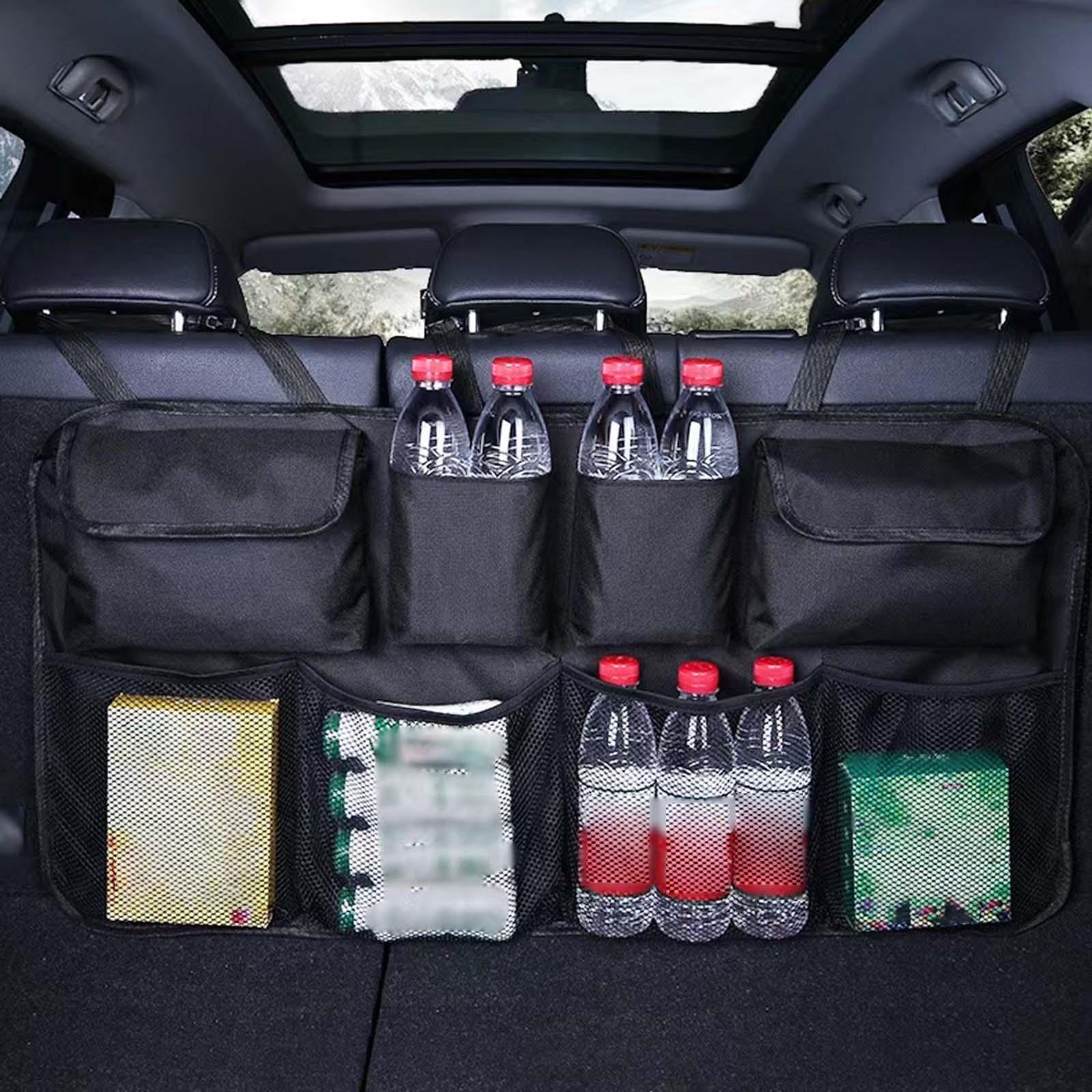 Car Accessories Useful - 車の後部座席オーガナイザー 多用途カーアクセサリー カーシートオーガナイザー SUV用後部座席収納バッグ 旅行用アクセサリー 財布