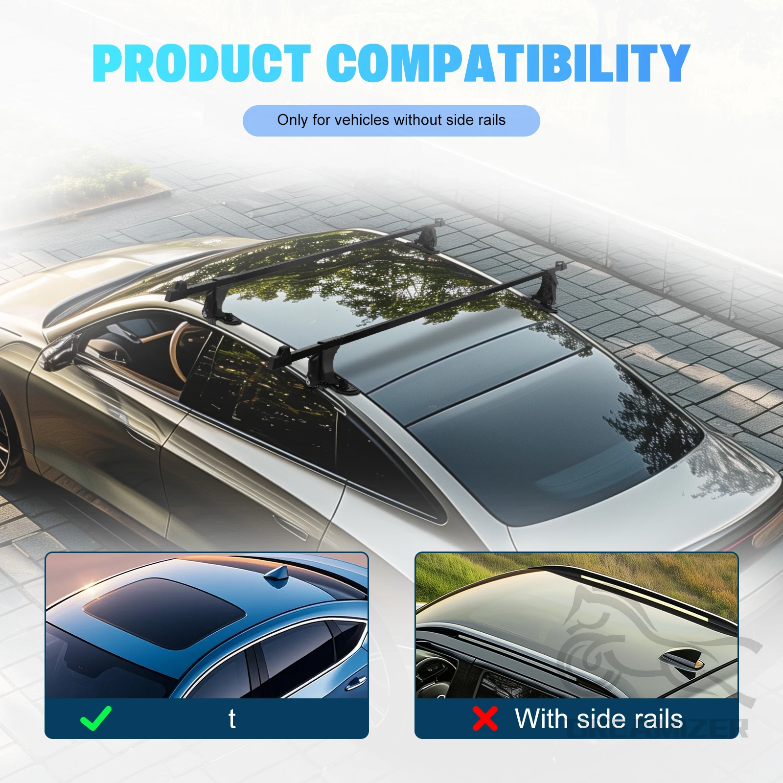 車用ユニバーサルルーフマウントラックレールバー、ロックトップ - Car Roof Rack Cross Bar のレビューと価格