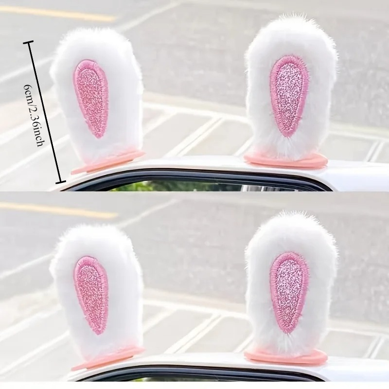 1ペアのぬいぐるみウサギの耳車用バックミラー飾り、かわいい自 - Car Accessories Useful のレビューと価格